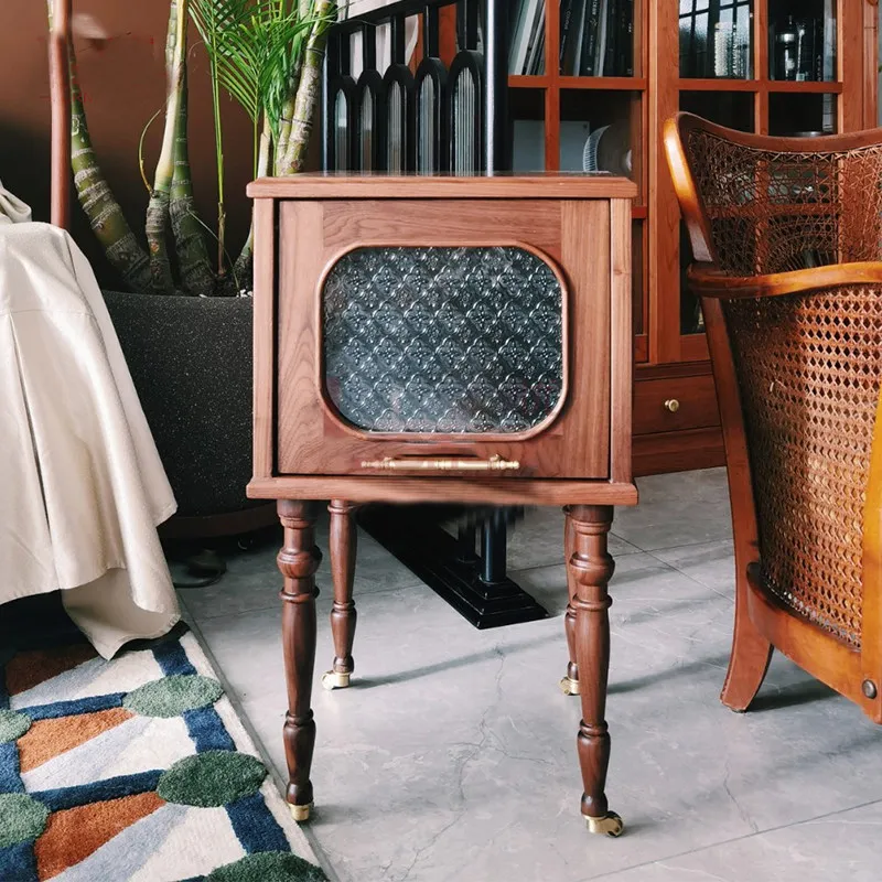 American vintage solid wood light luxury sofa sideboard vintage style storage cabinet simple French collection display cabinet