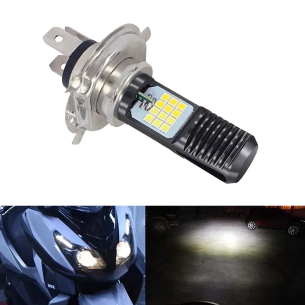 H4 Led Spotlight High and Low Motorcycle Headlights 24LEDs Universal Black Shell LED Headlights Bulbs