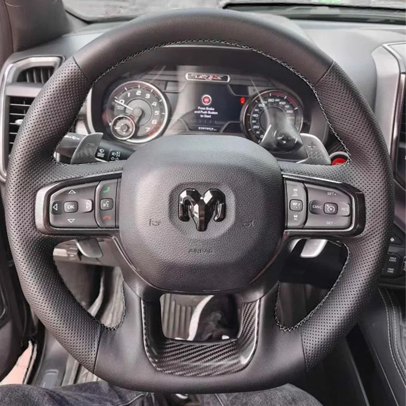 

Прошитый вручную нескользящий черный чехол из натуральной кожи для Dodge Ram 1500 TRX 2022 2023 автозапчасти