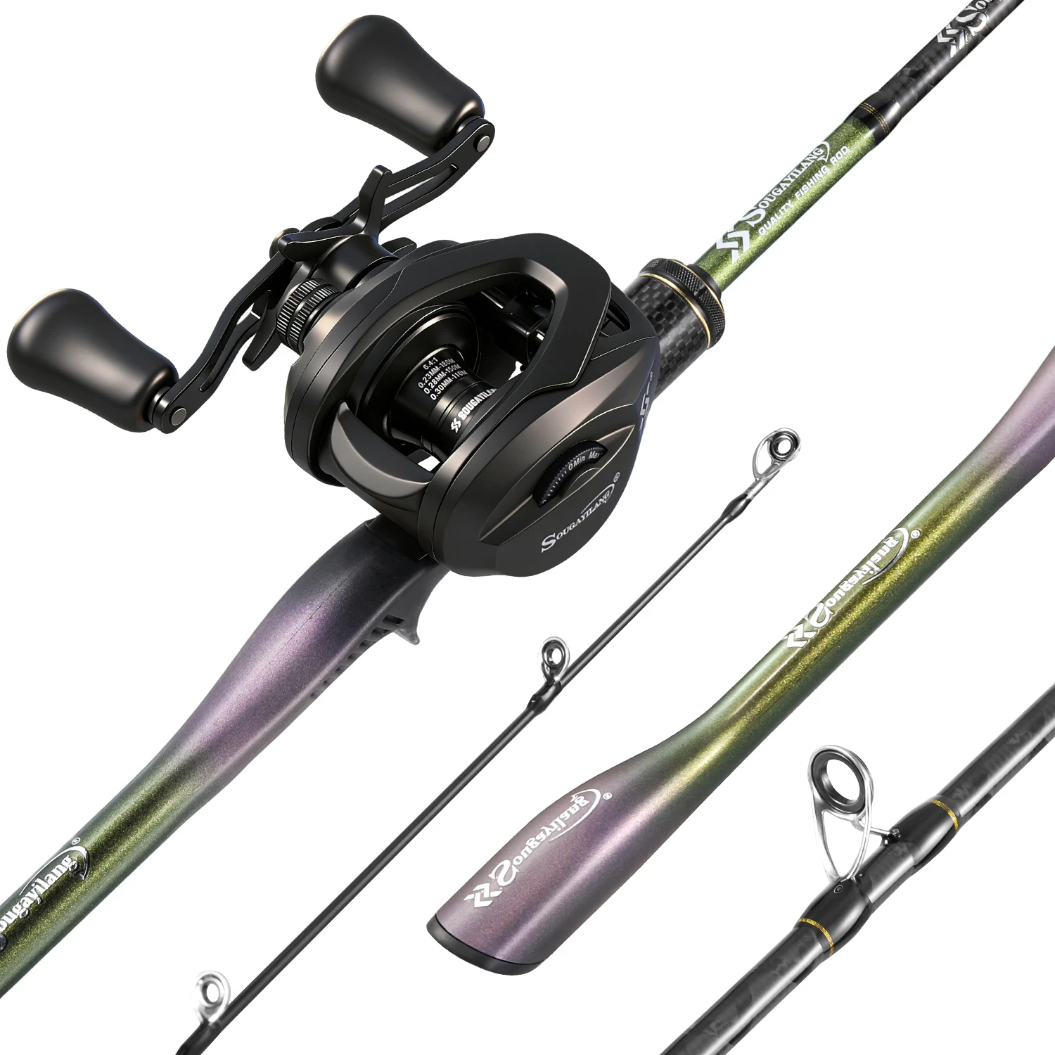 Sougayilang Combo Caña y Carrete Carbono MH 1.8m - 6.4:1 Arrastre 8kg
