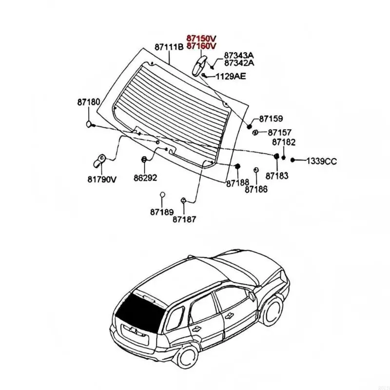 Left Right Set Of Rear Glass Hinges For 2005 2010 Particular SUV Versions R6FB