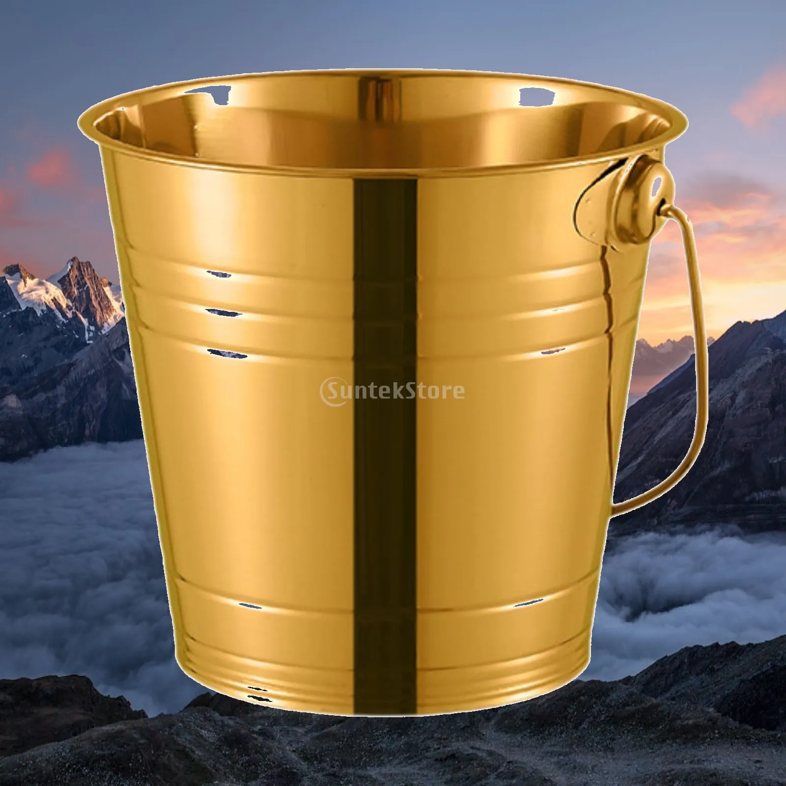 Stainless Steel Beverage Tub Ice Bucket for Champagne Beer Salad Snacks Outdoor Picnic Party Portable Chilling