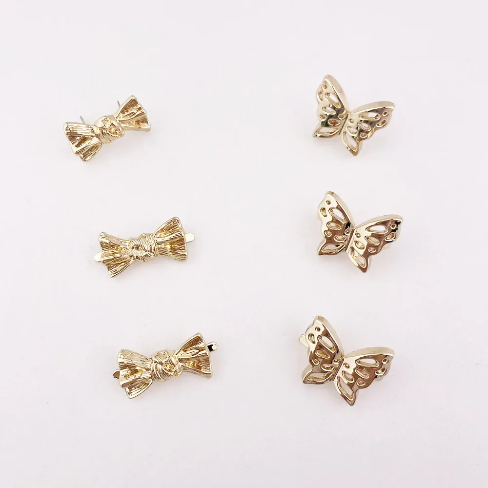 10pcs Bag Bowknot Butterfly Decorate Buckles 25mm Handbag Deco Feet Button Sweater/Shoe DIY Love Heart Hardware Accessories