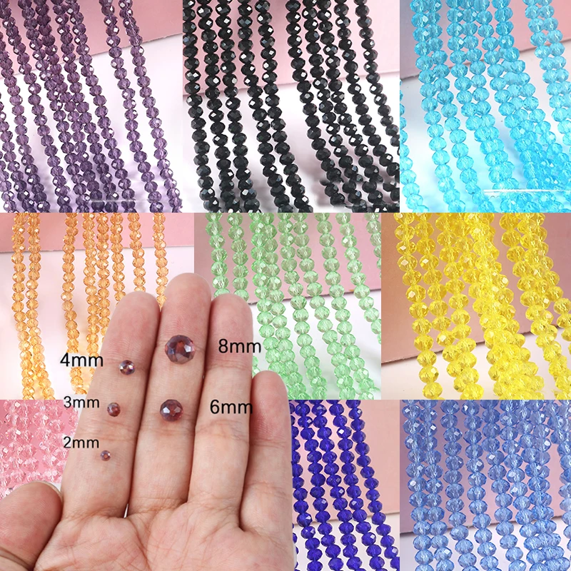 200pcs 2 3 4 6 mm Glass Crystal Beads Lot for Necklace Bracelet Loose Spacer Beads Bulk Findings Diy Jewelry Making Accessories