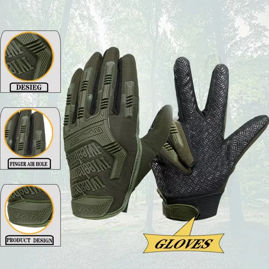 a pairSeals Full Finger Protective Gloves Male Training Fighting Outdoor Bicycle Riding Camouflage Gloves