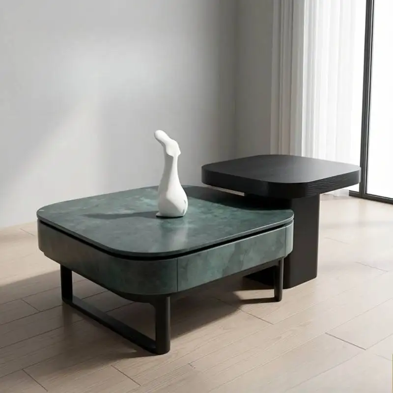 Drawer Storage Round Coffee Tables Brown Classic Glass LivingRoom Coffee Tables Modern Designer Stoliki Kawowe Furniture Home