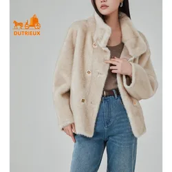 High-end Coat for Women, New Elegant Winter Style Short Genuine Fur Coat with Stand Collar, Windproof and Warm Jacket Fur Coat