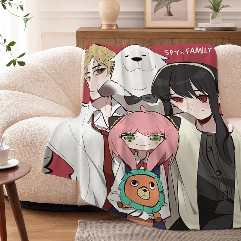 Custom Blanket Sofa S-Spy×Family Warm Knee Bed Fleece Camping Nap Winter Anime Fluffy Soft Blanket for Winter Microfiber Bedding