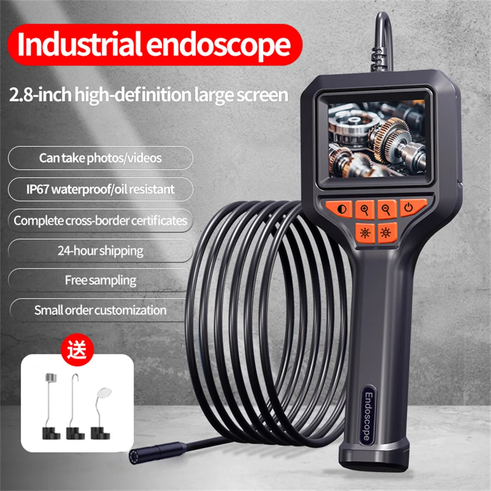 2MP 2.8inch IPS Screen 8MM Copprer Super Conduvting Wire Core Endoscope Camera IP67Waterproof 8 LEDs &2600mAh for Car Repair