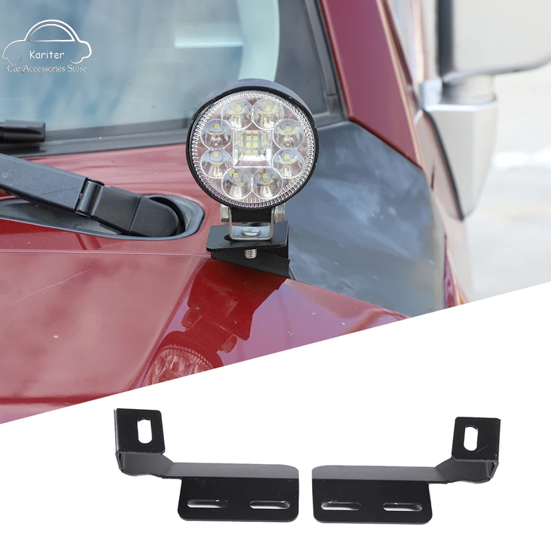 For Toyota FJ Cruiser 2007-2021 Black Carbon Steel Hood Spotlight Bracket Hood Light Bracket Car Exterior Styling Accessories