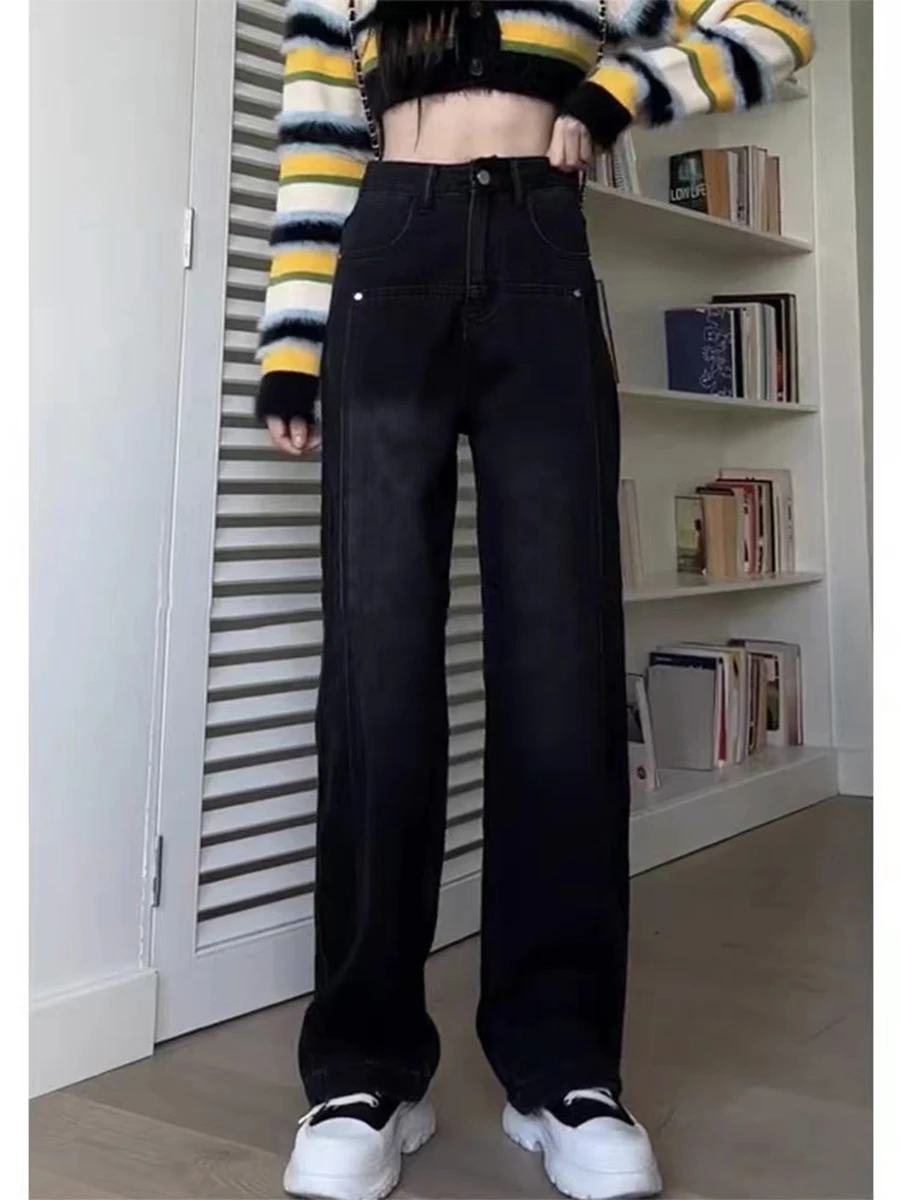 

Wide Leg High Waist Jeans for Women Loose Straight Leg Pants Lady Autumn Spring Casual Floor Women Female Pants 2024 G168