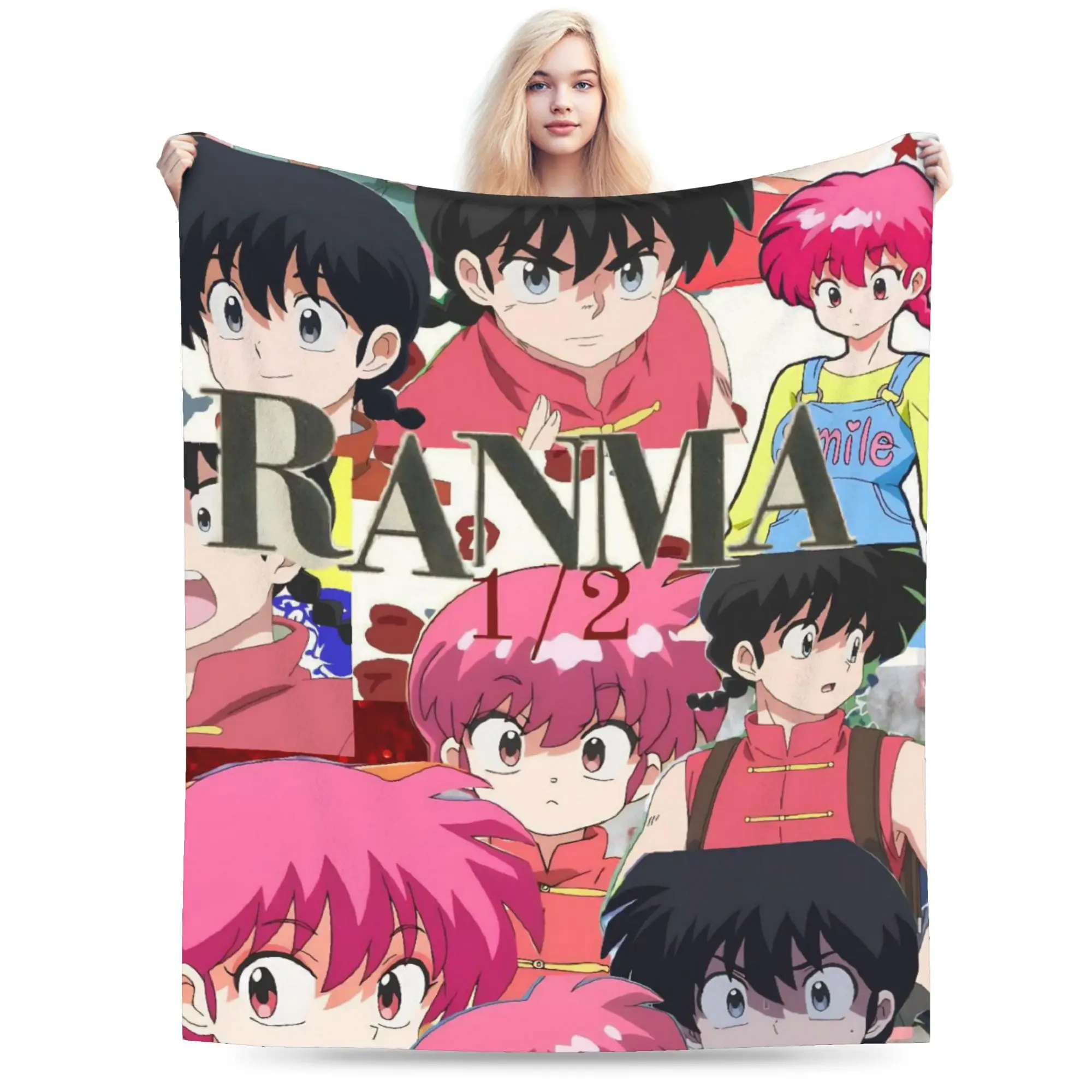 Ranma Japanese Anime Blankets Flannel Spring/Autumn  Multifunction Super Warm Throw Blankets for Sofa Couch Rug Piece