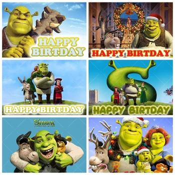 Cartoon Shrek Theme Photography Backdrop Customized Children Boy Birthday Party Baby Shower Banner Decoration Photo Studio Props