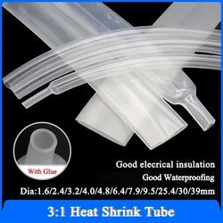 1~20M 3:1 Heat Shrink Tube With Glue Transparent 1.6/2.4/3.2/4.0/4.8/6.4/7.9/9.5/25.4/30/39mm Cable Repair Shrinkable Cover Case
