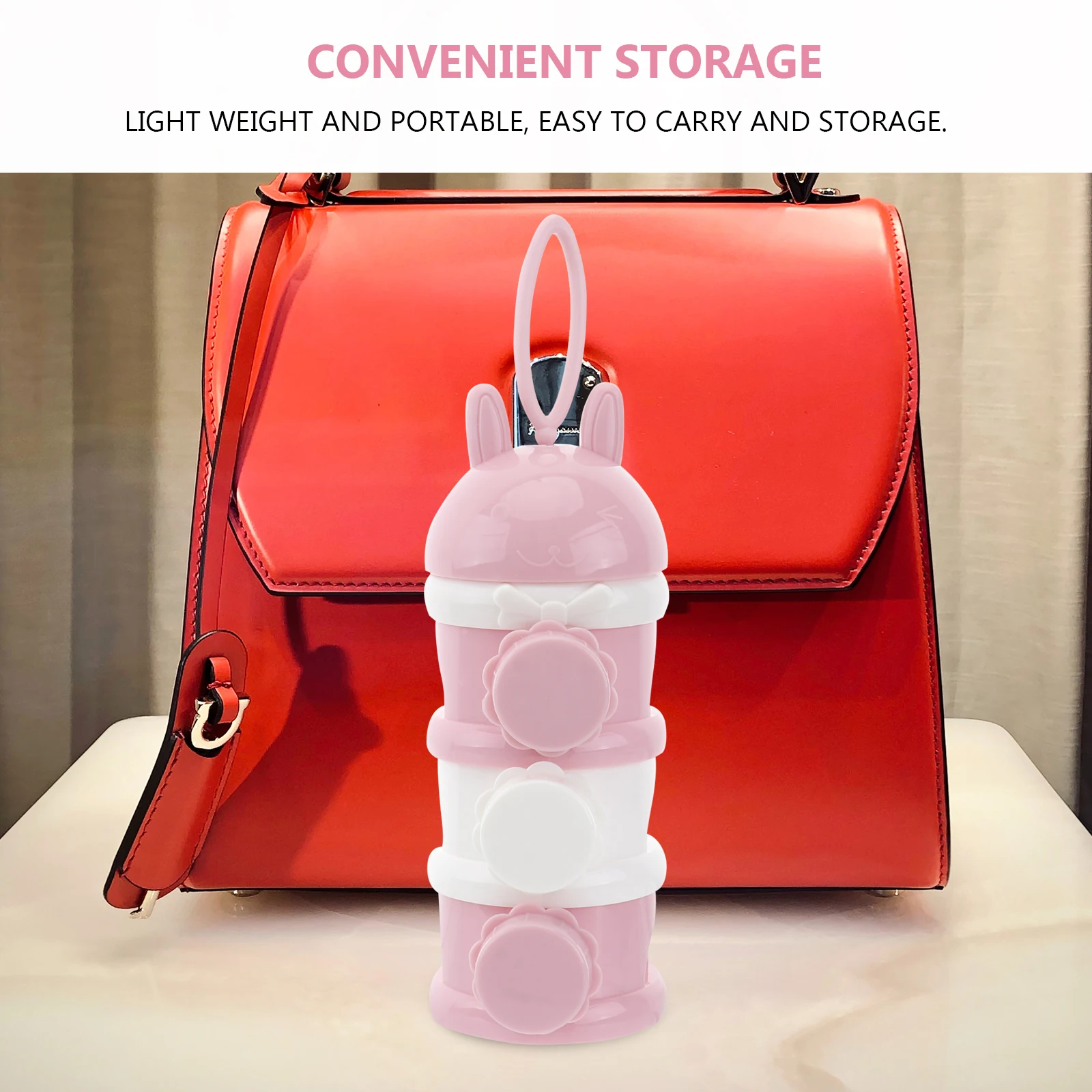

3 Layer Portable Food Storage Case Funnel Design Leakproof 3-Compartment Milk Outdoor Travel Feeding Box Pp Material