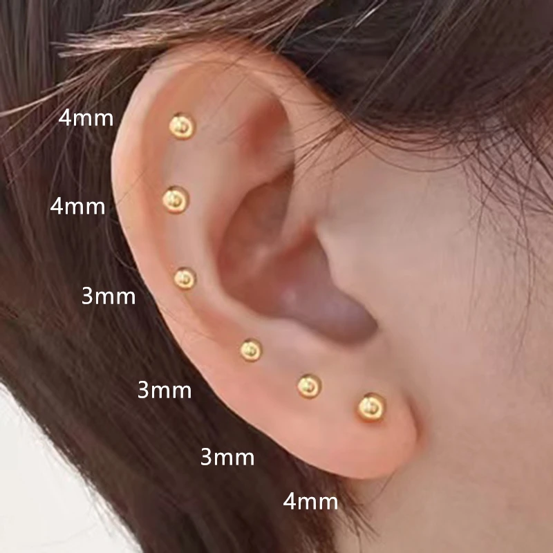 Trendy Round Stud Earrings For Women 2/3/4/5/6/8mm Ball Stainless Steel Women Earrings Jewelry 1 Pair