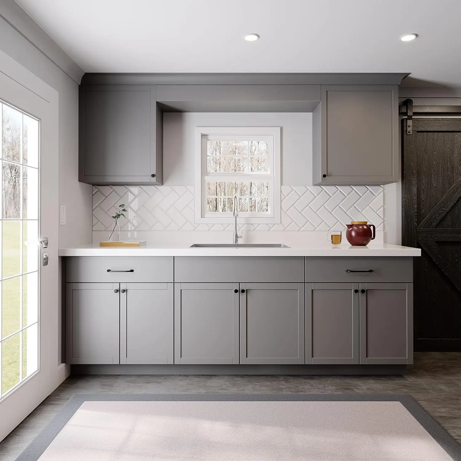 Custom White Shaker Kitchen Cabinets with Sink Wall Base Cabinet Set