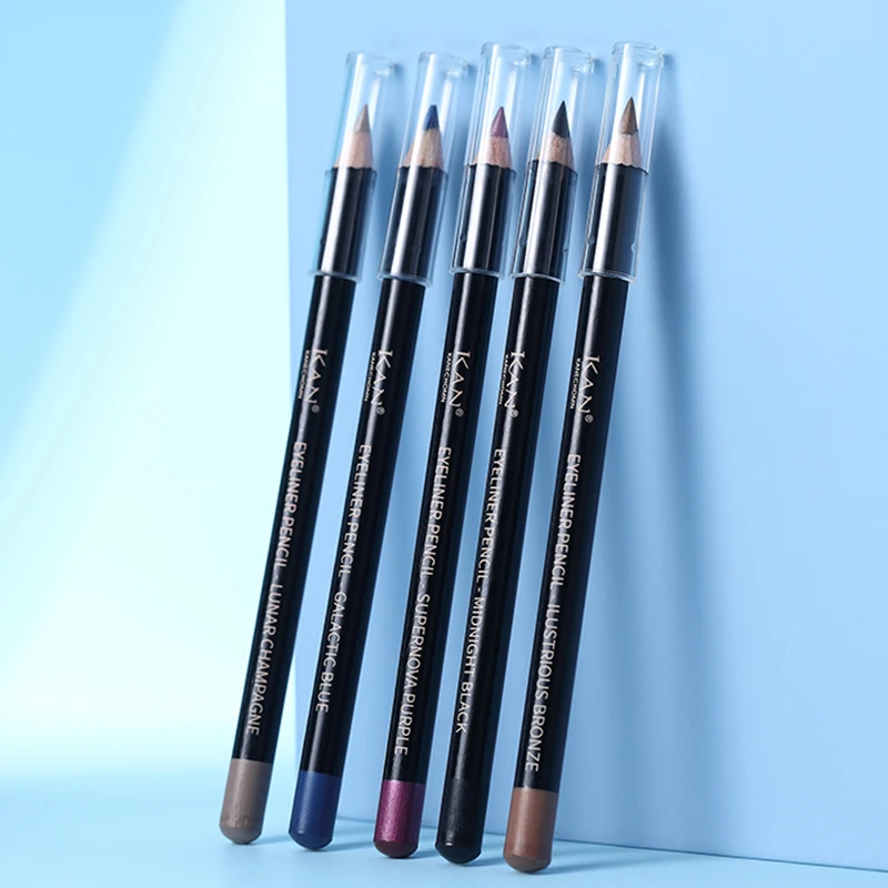 KAN Professional Glide Eyeliner Pencil Set 5pcs Long-lasting Eyeliner Pencil Makeup Kit Rich Metallic Color Makeup Eyeliner