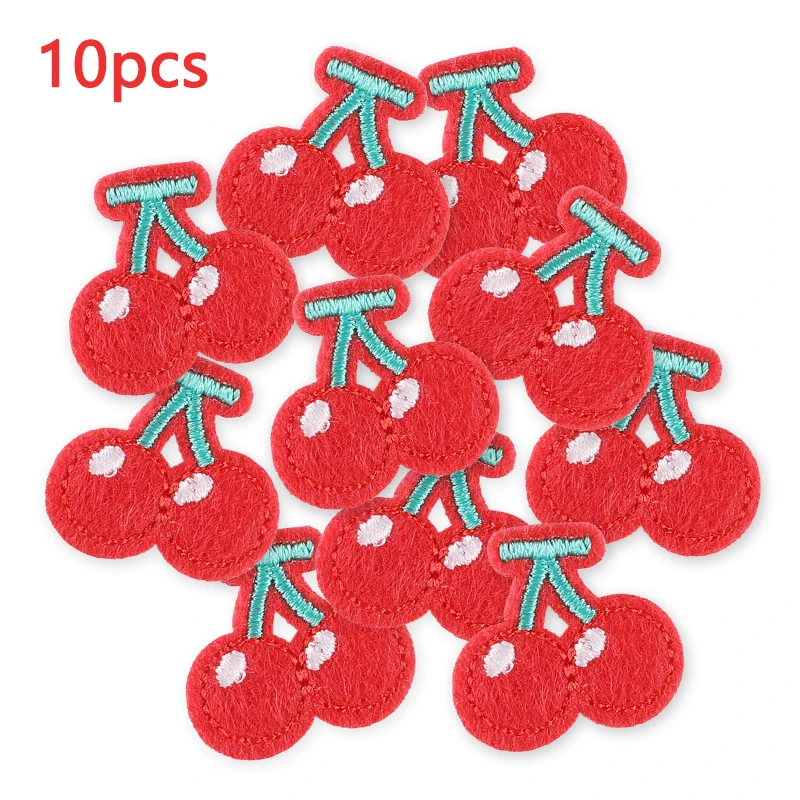 10pcs Cherry Fruit Lots Cute with Iron On Patches For Clothes Small Embroidered Sew Diy Kids Stitch Fabric Jacket Mochila Parche