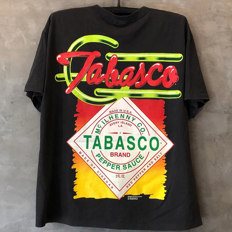 Oversize Neon Light Jam Texture Men's T-shirt Loose Short Sleeve Cotton Hip Hop Style Street Fashion Youthful Creative Print