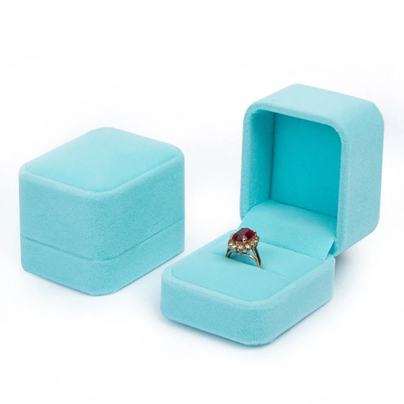 Caja de almacenamiento de terciopelo verde para collar, caja organizadora de joyería, anillo de boda, regalo