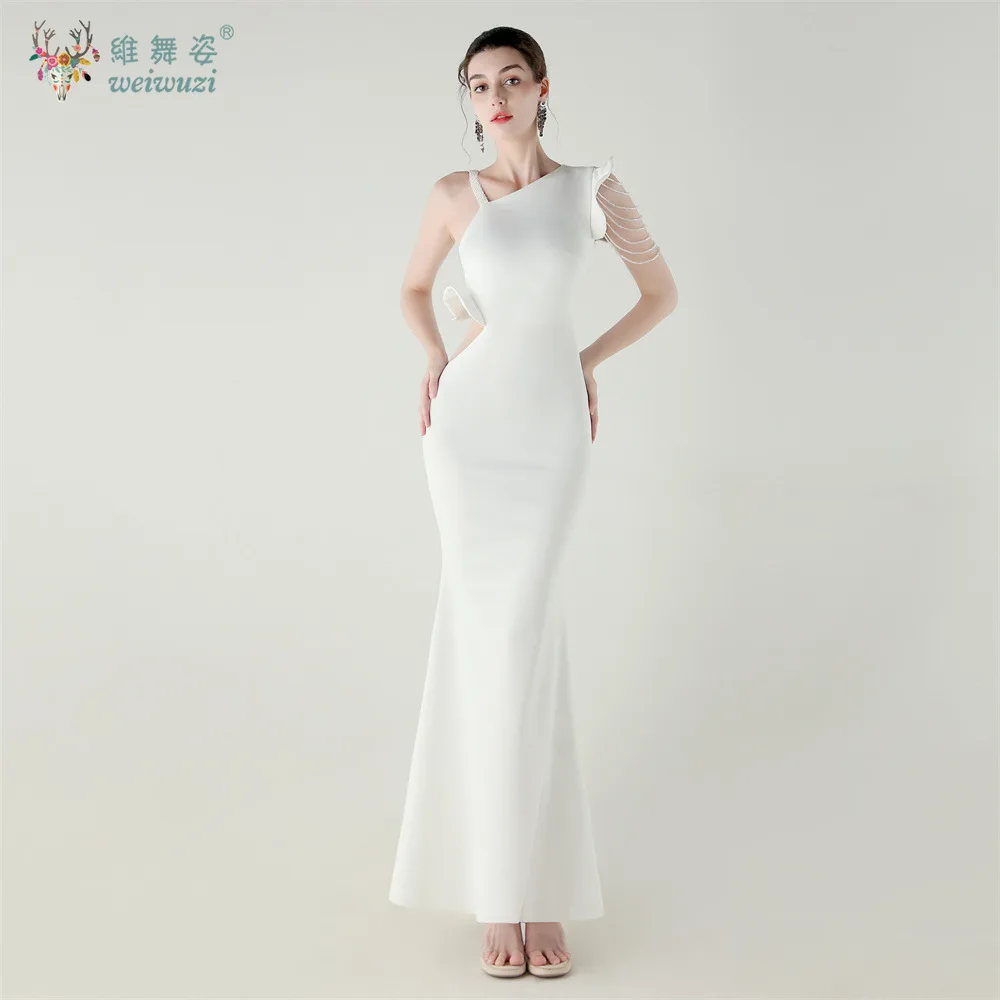 

Beading Straps One Shoulder Elegant Prom Evening Dresses Birthday Party Fishtail Dress Sexy Hollow Out Waist Bodycon Dress Gown