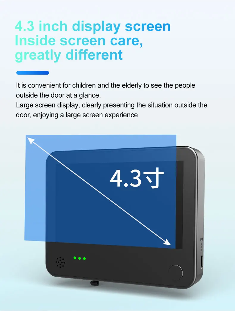 Timbre de puerta con pantalla IPS de 4,3 pulgadas, mirilla Visual con vídeo y cámara de teléfono, gran angular de 1080 grados, 2MP, 120 P, WiFi, IP, aplicación Tuya