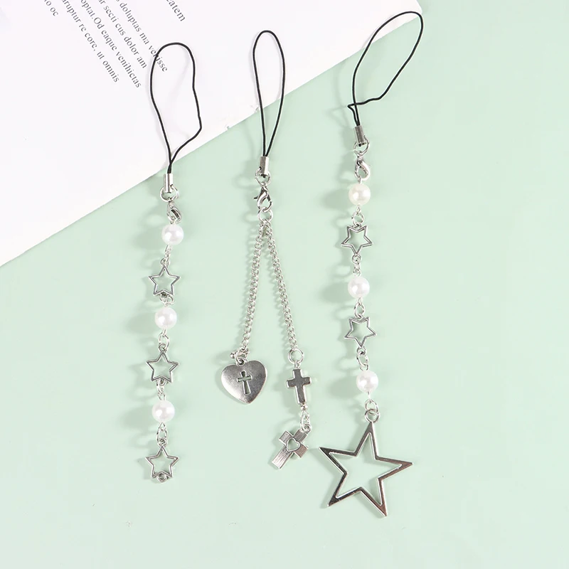 Fashion Minimalist Phone Lanyard Cute Star Heart Cross Pendant Phone Strap Phone Charms Accessories