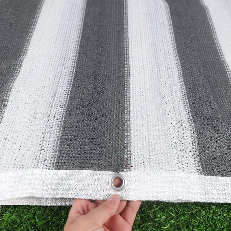 12Pin 80~90% Stripe Sunshade Nets Outdoor Sunblock Shade Cloth Anti-UV Sunscreen Fabric Sun Shading Sail Fence Privacy Screen