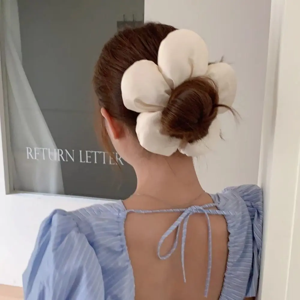 Flower Shape Flower Scrunchies Sponge Cloth Large Satin Hair Scrunchies Hair Rope Ponytail Holder Exaggerated Hair Ring Lady
