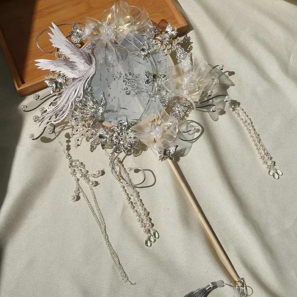 Bride Chinese Wedding Circular Fan Antique Wedding Wedding Fan Finished Xiuhe Clothing  Bridal Bouquet  Material