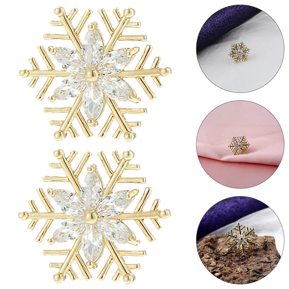 2 قطعة دبوس طية صدر السترة على شكل ندفة الثلج للنساء، إكسسوار بروش من خليط معدني أنيق، مشبك ياقة أنيق لتزيين وتغطية الزي #1