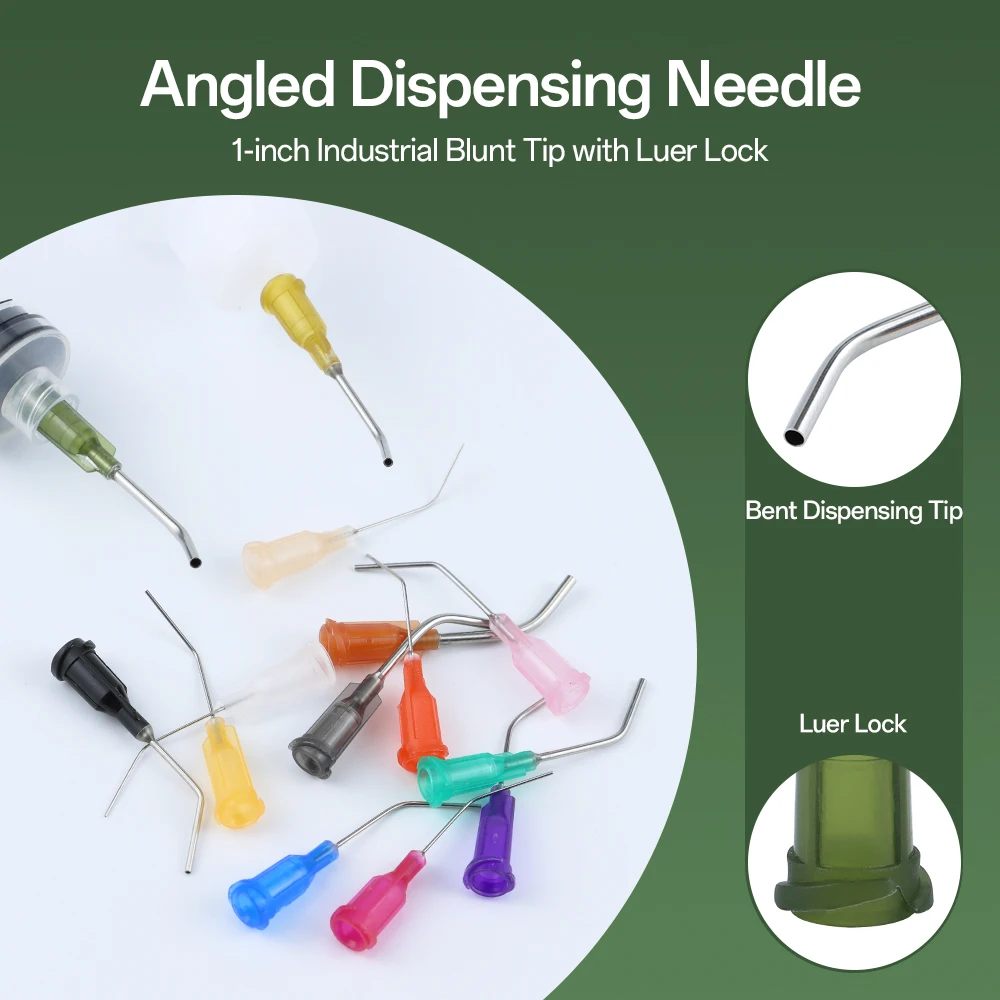 30pcs Ujung Dispenser Bengkok 14G-27G Ujung Tumpul Industri dengan Luer Lock Jarum Lem 1 Inci untuk Mengisi E-liquid, Tinta dan Jarum Suntik