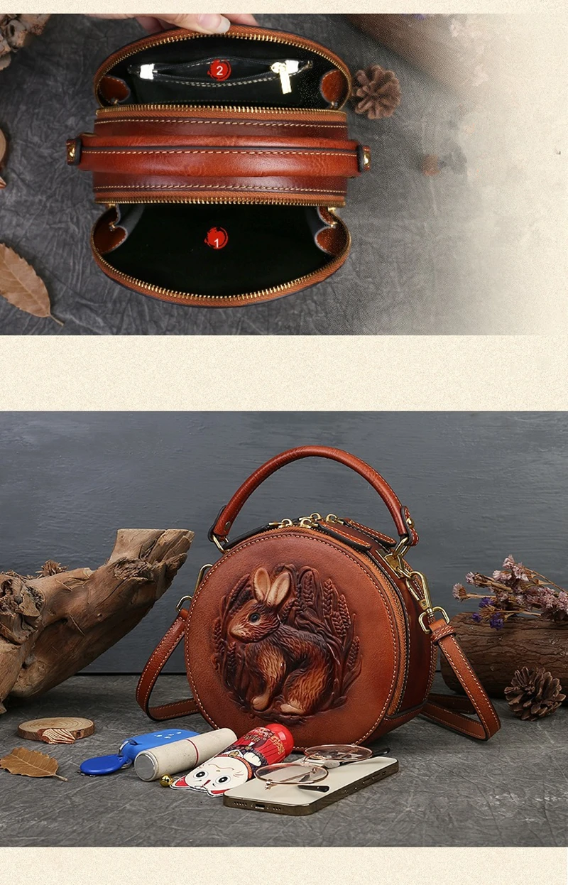 Nesitu Vintage Round Mini Women Genuine Leather Handbag Shoulder Messenger Bag Phone Purse Yellow Grey Green Brown Coffee m6222