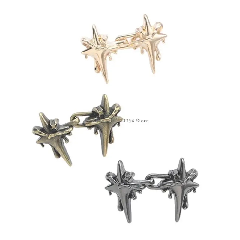 3PCS Crossed Star Waist Buckle Clasp Button Nonsewing Waist Pin for Loose Jeans