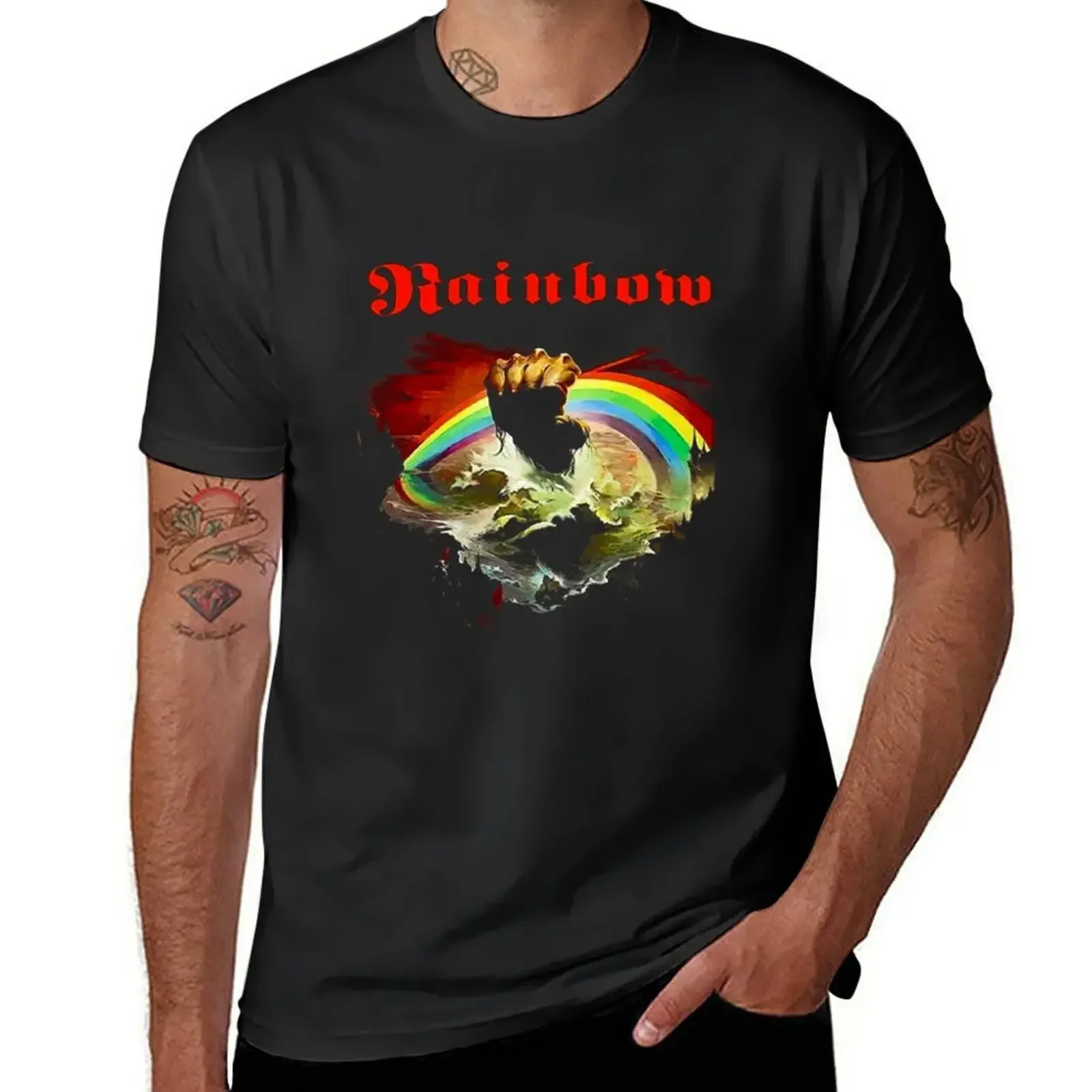 Sports fans t shirt for men Rainbow Risinngg Ritchie Blackmore Rock T-Shirt graphic men clothing oversized Funny summer style