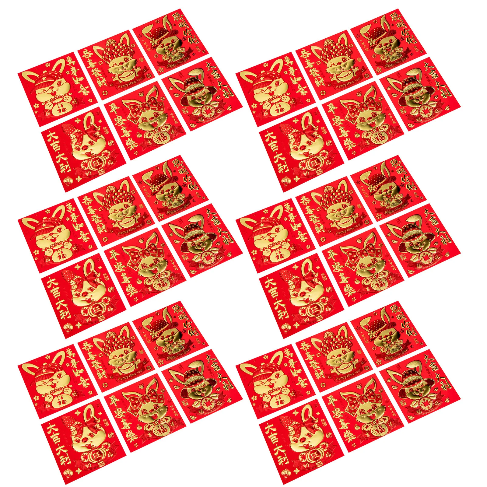 

66 Pcs New Year Red Envelope Paper Envelopes Money Packet Zodiac Purse Creative Specialty 2023