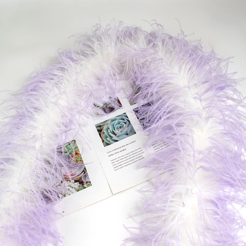 

Gradient lilac Ostrich Feathers Boa Scarf 6ply Plumes Trim Shawl For Wedding Dress Clothes Decoration Accessories Sewing Craft