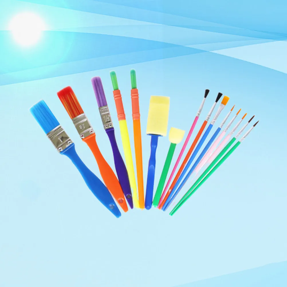 Ensemble de 15 pinceaux éponges pour l'art, outils de peinture pour aquarelle, céramique, artisanat, apprentissage précoce du bricolage, développement créatif, sécurité.