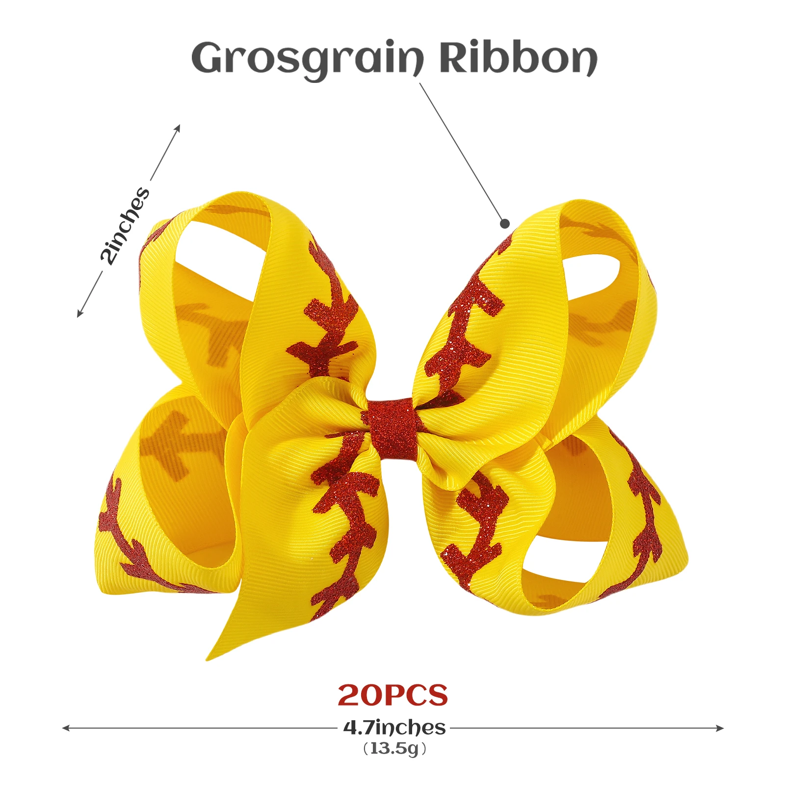2 قطعة/المجموعة الصلبة الشريط البيسبول يهتف القوس مشبك شعر بريق للفتيات الاطفال اليدوية كبيرة مطاطا دبوس الشعر جديد إكسسوارات الشعر #2