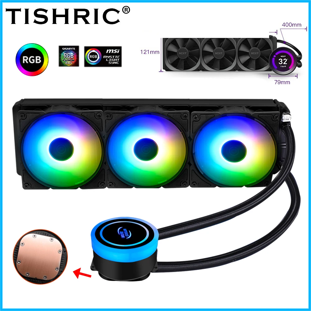 TISHRIC Water Cooler Cpu Fan 120mm 240mm 360mm CPU Cooler RGB Heatsink Integrated Radiator LGA INTEL 1151/2011/AM3+/AM4 AMD