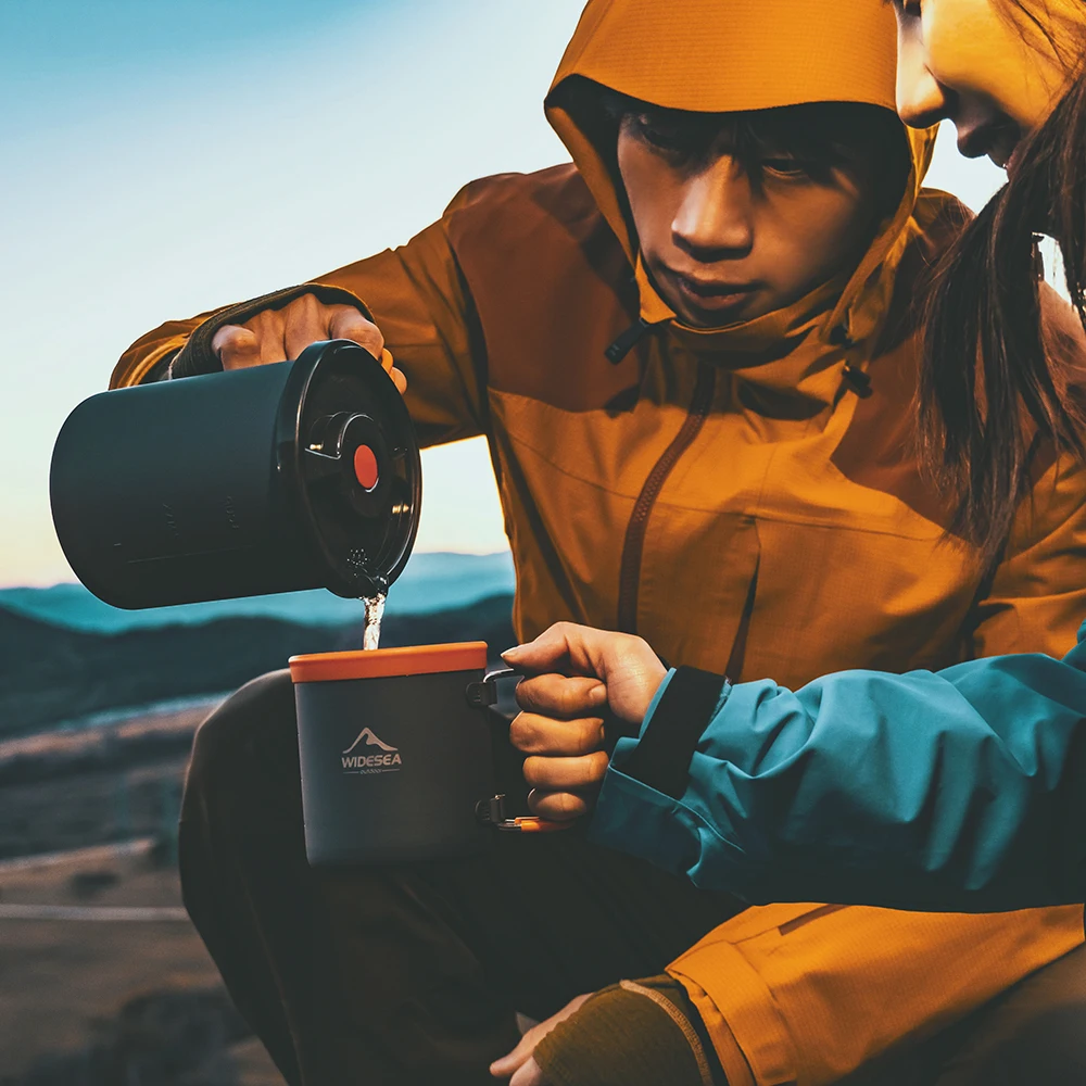 Widesea الصلب الألومينا التخييم إبريق قهوة 750 مللي المحمولة في الهواء الطلق الفرنسية الصحافة صانع القهوة مع حقيبة التخزين للمشي نزهة الظهر