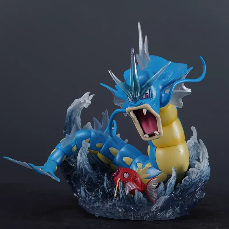 

20 см фигурка Pokémon True New Town Gyarados & Magikarp, синяя/красная сцена эволюции, ПВХ, аниме, коллекционная настольная модель, игрушка в подарок
