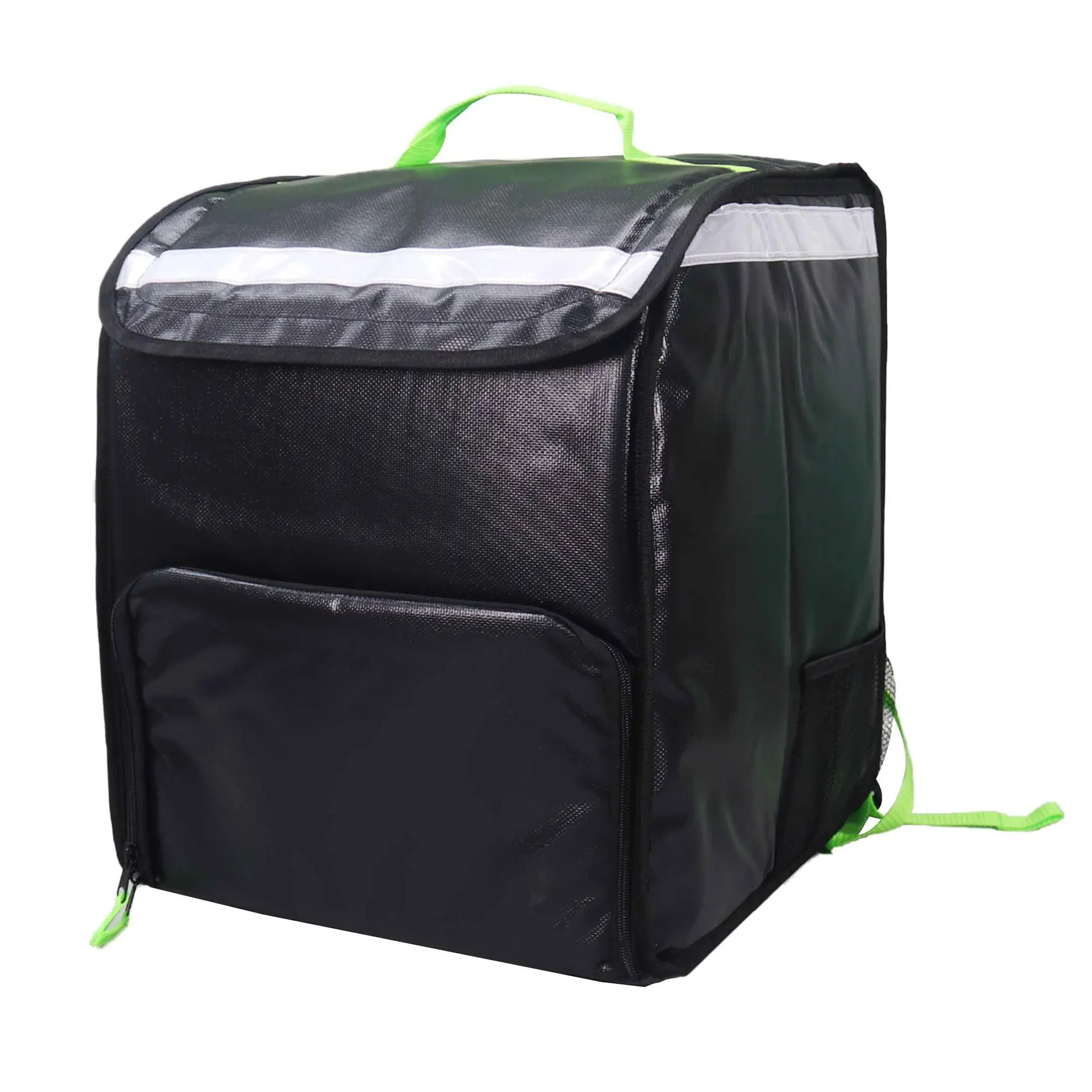 Portable black food delivery bag thickened incubator pvc waterproof outdoor rider double shoulder takeaway box