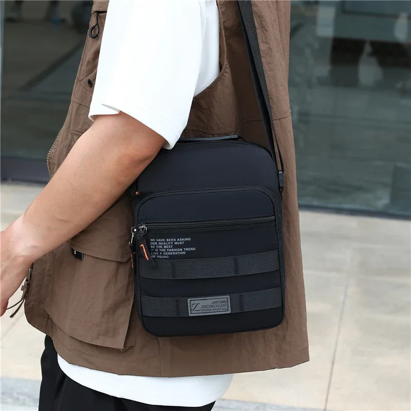 Men's Traveling Shoulder Bag Fashion Casual Patchwork Handbag High Quality Oxford Cloth Waterproof Multifunctional Crossbody Bag