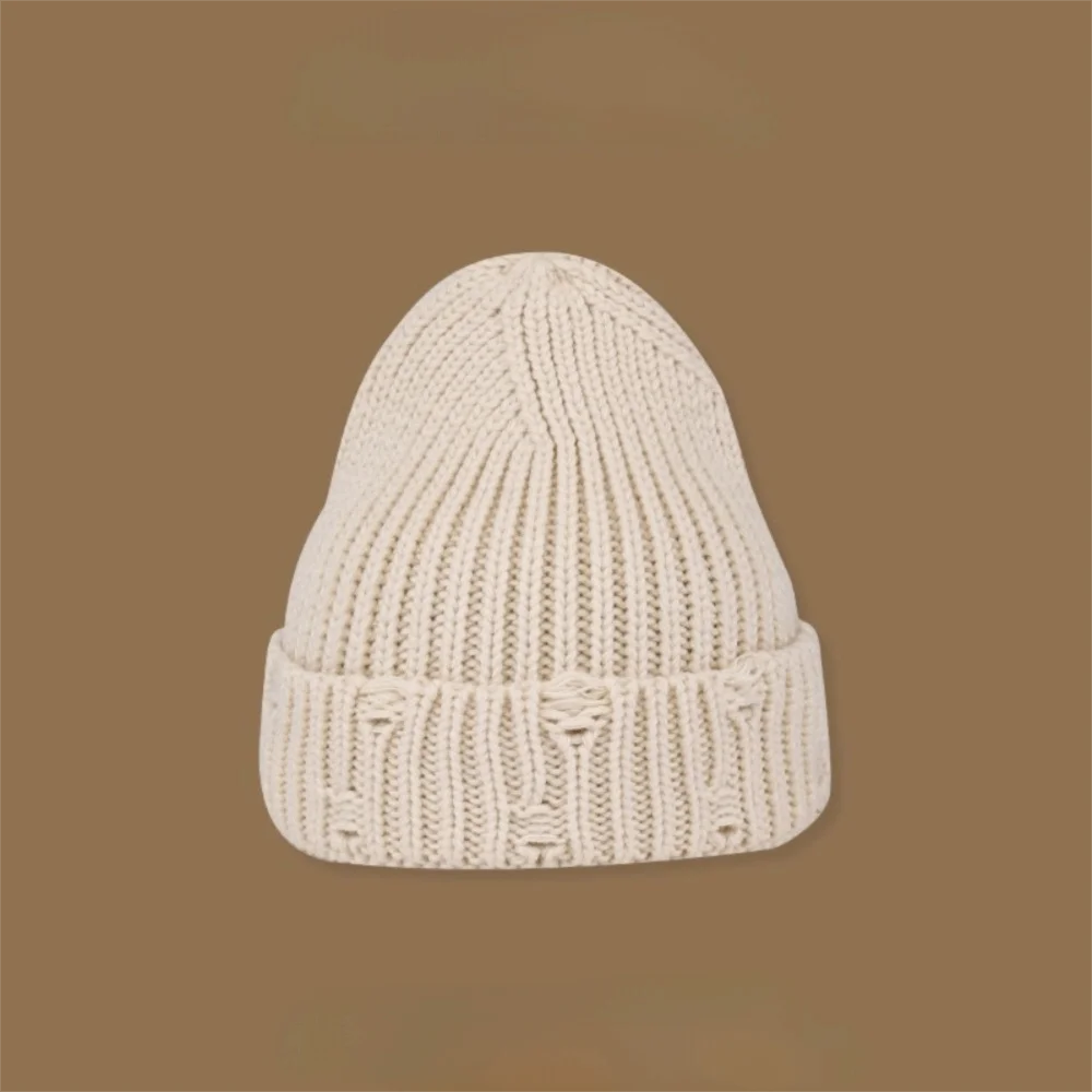 New Solid Color Knitted Hat Windproof Keep Warm Ear Protection Hat Cold Proof Pullover Hat Winter