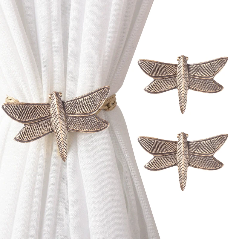 2Pcs Magnetic Curtain Tie Ropes, Dragonfly-Shaped Curtain Ties, No-Installation Curtain Rings, Curtain Storage Hanger