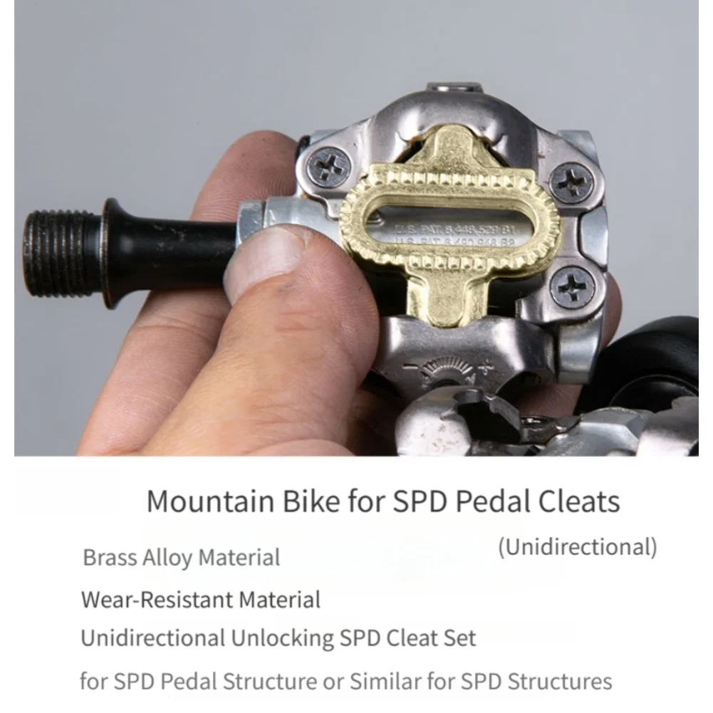 Brass For SPD Cleats for Mountain Bikes One Way Release Gold Finish Compatible with For SPD Pedals 3.6x3.5x0.7cm Size
