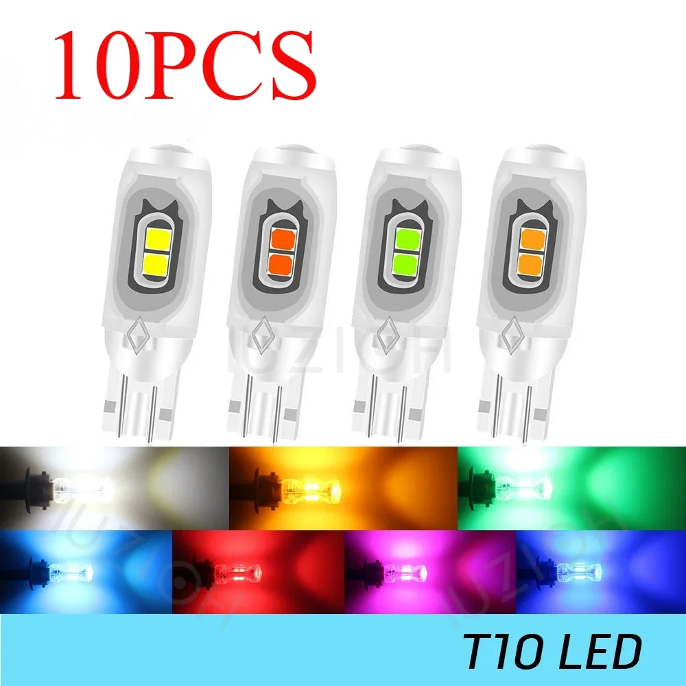 10x T10 W5W Lens Led Flash Strobe Bulb 194 WY5W Flashing Interior Parking License Plate Reading Signal Lamp 12V Car Tail Light