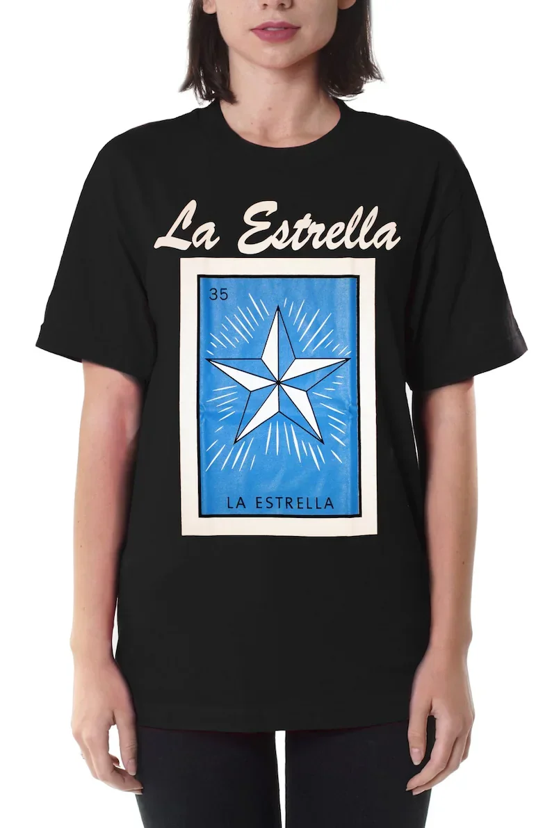 La Estrella Loteria Mexican Bingo T-Shirt Novelty Funny Family Tee Black New